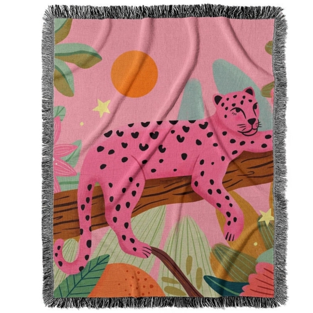SOLD Pink Panther Leopard Cheetah Animal Jungle Safari African Wildlife Tapestry